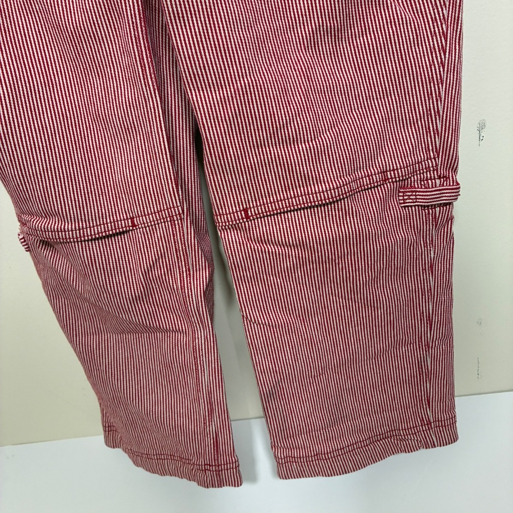 Duluth Trading Womens Railroad Gardening Overalls Size S x 31 Red Stripe Bibs - Picture 11 of 13